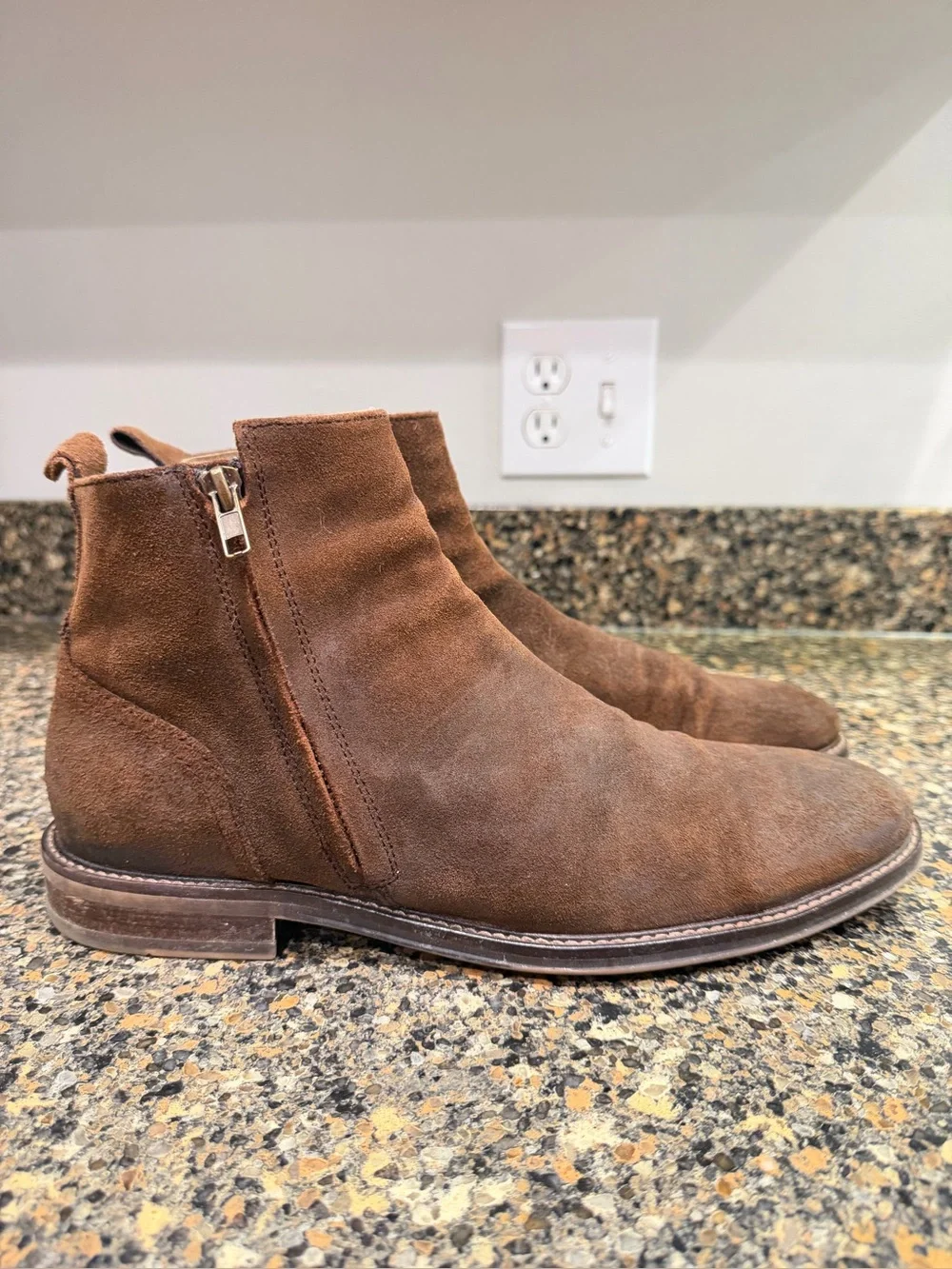 Mens Aston grey 9 Brown Suede Side-Zip Chelsea Boots